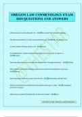 OREGON LAW COSMETOLOGY EXAM 2025 QUESTIONS AND ANSWERS