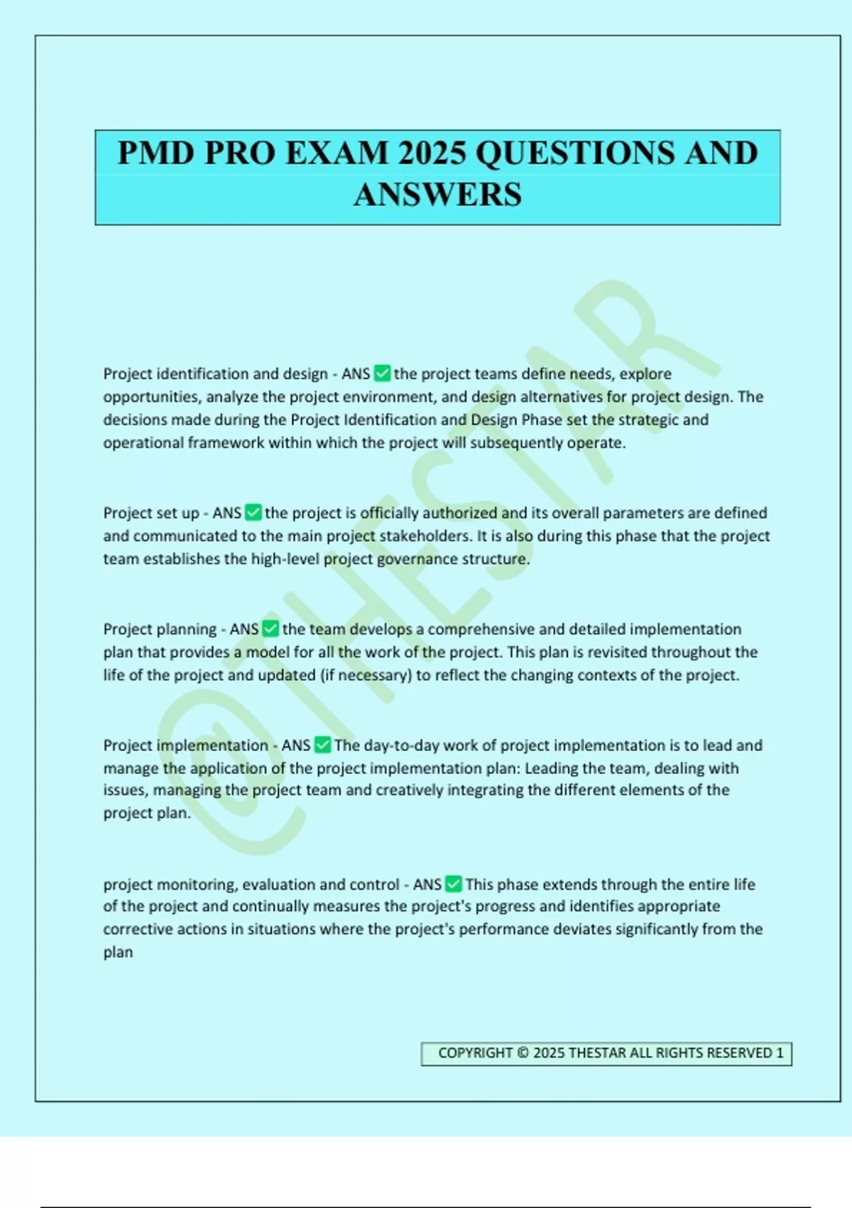 PMD PRO EXAM 2025 QUESTIONS AND ANSWERS - PMD PRO - Stuvia US