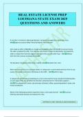 REAL ESTATE LICENSE PREP LOUISIANA STATE EXAM 2025 QUESTIONS AND ANSWERS