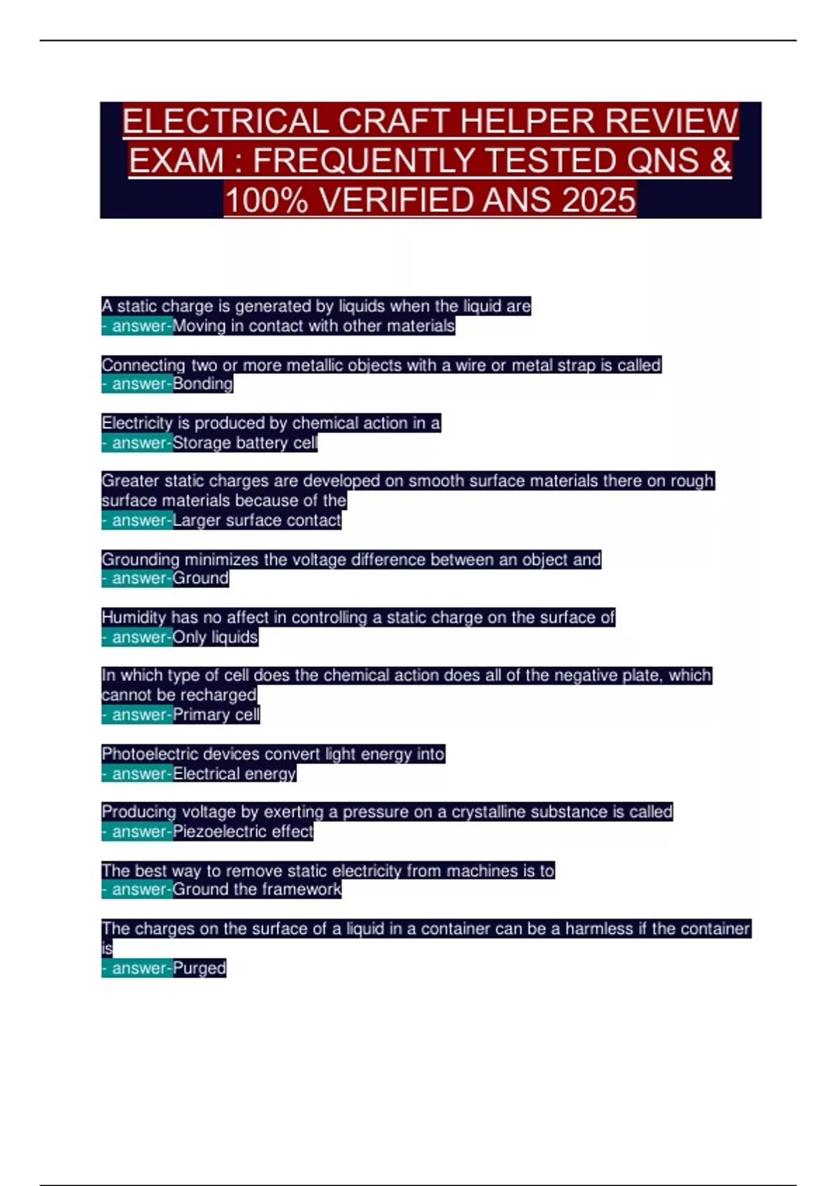 2025 Electrical Craft Helper Review Exam (ELEC 105 ): Essential ...