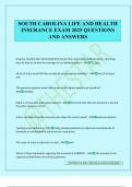 SOUTH CAROLINA LIFE AND HEALTH INSURANCE EXAM 2025 QUESTIONS AND ANSWERS