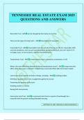 TENNESSEE REAL ESTATE EXAM 2025 QUESTIONS AND ANSWERS