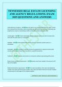 TENNESSEE REAL ESTATE LICENSING AND AGENCY REGULATIONS&period; EXAM 2025 QUESTIONS AND ANSWERS