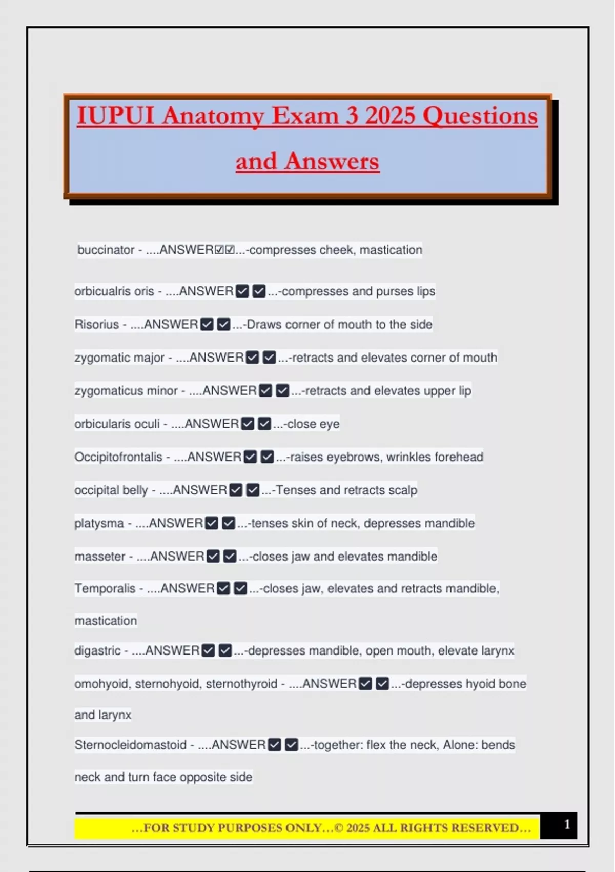 IUPUI Anatomy Exam 3 2025 Questions and Answers - IUPUI - Stuvia US