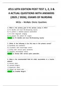 ATLS 10TH EDITION POST TEST 1&comma; 2&comma; 3 & 4 ACTUAL QUESTIONS WITH ANSWERS &lpar;2025 &sol; 2026&rpar;&comma; EXAMS OF NURSING