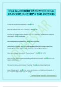 US & GA HISTORY EXEMPTION &lpar;UGA&rpar; EXAM 2025 QUESTIONS AND ANSWERS