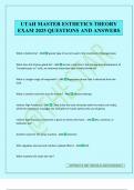UTAH MASTER ESTHETICS THEORY EXAM 2025 QUESTIONS AND ANSWERS