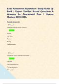 Lead Abatement Supervisor &sol; Study Guide Q-Bank &sol; Expert Verified Actual Questions & Answers for Guaranteed Pass &sol; Newest Update&comma; 2025-2026&period; 