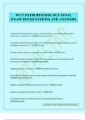 WCU PATHOPHYSIOLOGY FINAL EXAM 2025 QUESTIONS AND ANSWERS