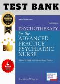 Original Test Bank for Psychotherapy for the Advanced Practice Psychiatric Nurse&colon; A How-To Guide for Evidence-Based Practice 3rd Edition Wheeler &vert; All Chapters &lpar;1&ndash;24&rpar; &vert;  100&percnt; verified