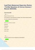 Lead Paint Abatement Supervisor Review &sol; Verified Questions & Correct Answers &sol; Newest 2025&sol;2026&period;   