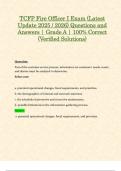 TCFP Fire Officer I Exam &lpar;Latest Update 2025 &sol; 2026&rpar; Questions and Answers &vert; Grade A &vert; 100&percnt; Correct &lpar;Verified Solutions&rpar;
