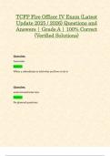 TCFP Fire Officer IV Exam &lpar;Latest Update 2025 &sol; 2026&rpar; Questions and Answers &vert; Grade A &vert; 100&percnt; Correct &lpar;Verified Solutions&rpar;