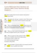 Loyola EMS System Entry Questions and Answers &lpar;100&percnt; Correct Answers&rpar; Already Graded A&plus;