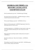 GEORGIA SOUTHERN- GA HISTORY LEGISLATIVE EXEMPTION EXAM QUESTIONS AND ANSWERS 2025