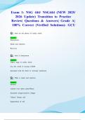 Exam 1&colon; NSG 444&sol; NSG444 &lpar;NEW 2025&sol; 2026 Update&rpar; Transition to Practice Review&vert; Questions & Answers&vert; Grade A&vert; 100&percnt; Correct &lpar;Verified Solutions&rpar;- GCU