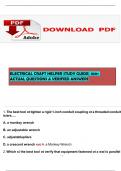 STUDY BUNDLE&lbrack;2025&rsqb; ELECTRICAL CRAFT HELPER STUDY GUIDE&vert; 100&plus; ACTUAL QUESTIONS & VERIFIED ANSWERS