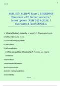  NUR 195&sol; NUR195 Exam 1 &vert; HONDROS &vert;Questions with Correct Answers &vert; Latest Update &lpar;NEW 2025&sol;2026&rpar; &vert;Guaranteed Pass&vert; GRADE A 
