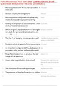 Fortis Microbiology Final Exam 2025 COMPREHENSIVE EXAM QUESTIONS &vert;FREQUENTLY TESTED QUESTIONS &vert;RECENTLY TESTING REAL EXAM QUESTIONS&vert;VERIFIED SOLUTIONS &lpar;100&percnt; CORRECT&rpar;