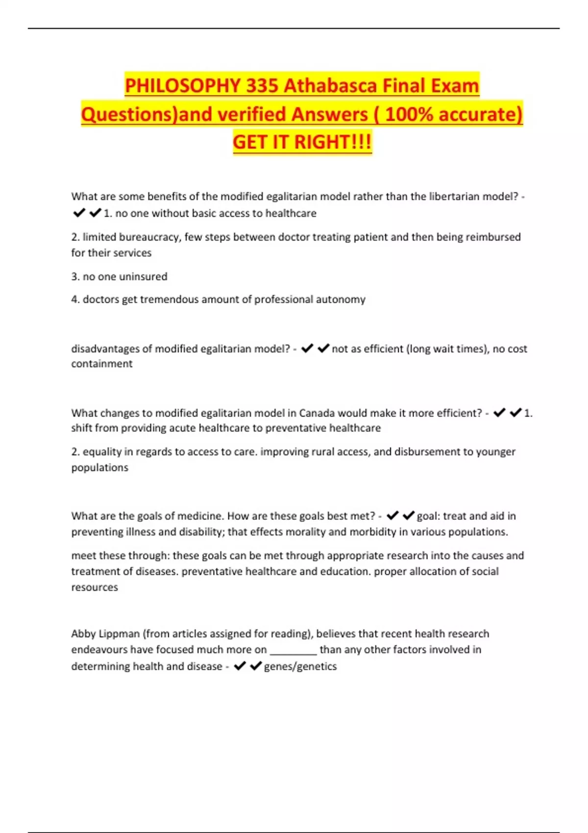 PHILOSOPHY 335 Athabasca Final Exam Questions)and verified Answers ...