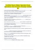 Certified Storm Water Operator Exam Questions And Answers Already Graded A&plus;