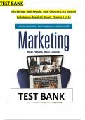 Marketing&colon; Real People&comma; Real Choices&comma; 11th Edition &lpar;Solomon&comma; Marshall & Stuart&rpar; &ndash; Complete Test Bank With All Chapters 1&ndash;14 &vert; Detailed Questions and 100&percnt; Correct Answers for 2025&period; 