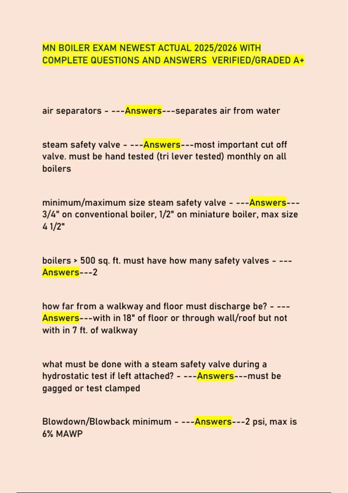 MN BOILER EXAM NEWEST ACTUAL 2025/2026 WITH COMPLETE QUESTIONS AND