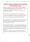 Peripheral Nervous System Test Questions with Verified Answers