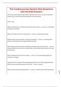 The Cardiovascular System Test Questions with Verified Answers