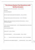 The Urinary System Test Questions with Verified Answers