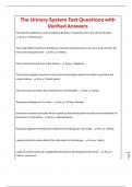 The Urinary System Test Questions with Verified Answers
