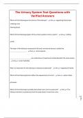 The Urinary System Test Questions with Verified Answers