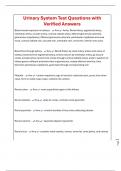 Urinary System Test Questions with Verified Answers