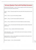 Urinary System Test with Verified Answers