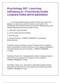 Psychology 387 - Learning &lpar;Athabasca&rpar; - Final Study Guide &lpar;2&rpar;QUESTIONS WITH ANSWERS