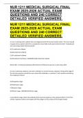 NUR 1211 Medical-Surgical Final Exam 2025&ndash;2026 &ndash; Actual Exam Questions with 240 Correct Detailed Verified Answers