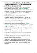 Research and Public Health Final Exam Study Guide Questions with Complete Solutions &lpar;Latest 2025&rpar;&period;