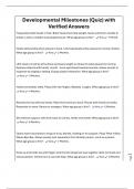Developmental Milestones &lpar;Quiz&rpar; with Verified Answers