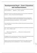 Developmental Psych -- Exam 2 Questions with Verified Answers