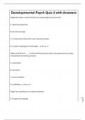 Developmental Psych Quiz 2 with Answers