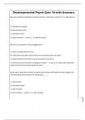 Developmental Psych Quiz 10 with Answers