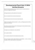 Developmental Psych Quiz 13 With Verified Answers
