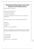 Developmental Psychology - Exam 2 Test Questions with Verified Answers