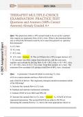THERAPIST MULTIPLE-CHOICE  EXAMINATION&colon; PRACTICE TEST  Questions and Answers &lpar;100&percnt; Correct  Answers&rpar; Already Graded A&plus;