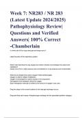 Week 7&colon; NR283&sol;  NR 283 Pathophysiology Review&colon; &lpar;Latest 2025&sol; 2026 Update&rpar; Exam Review&vert; Questions And Verified Answers&vert; Accurate Complete Solutions&vert; 100&percnt; Correct&vert; Already Graded A&plus; &lpar;All Units included&rpar;