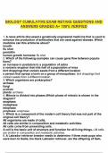 BIOLOGY CUMULATIVE EXAM RETAKE QUESTIONS AND ANSWERS GRADED A&plus; 100&percnt; VERIFIED