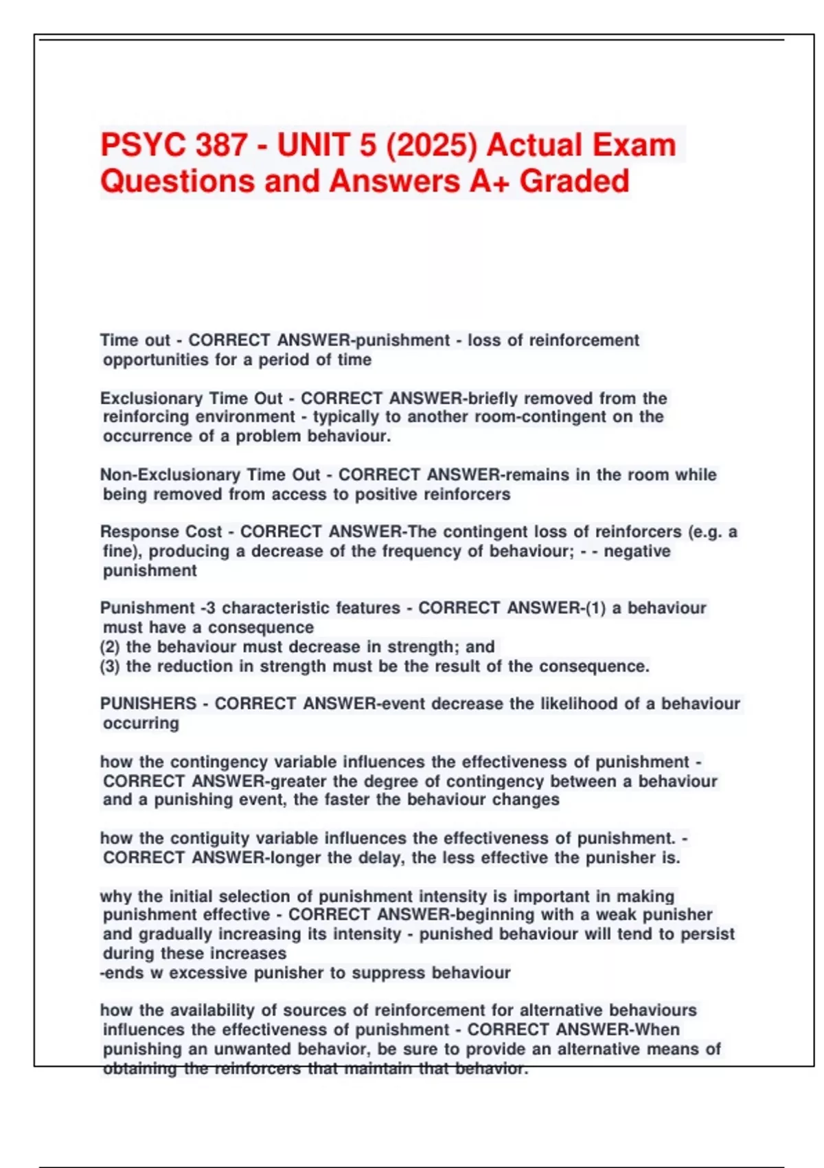 PSYC 387 - UNIT 5 (2025) Actual Exam Questions and Answers A+ Graded ...