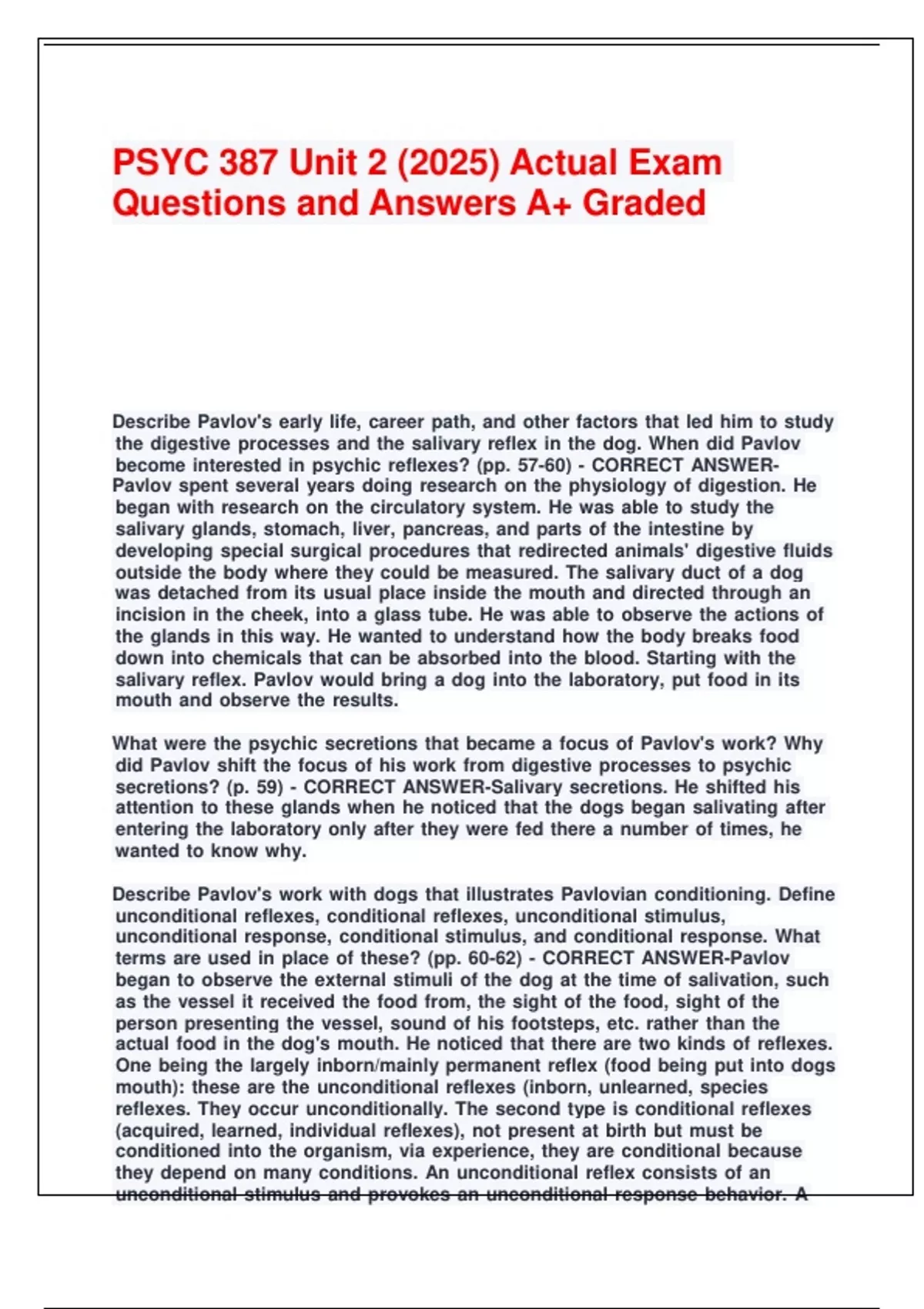 PSYC 387 Unit 2 (2025) Actual Exam Questions and Answers A+ Graded ...