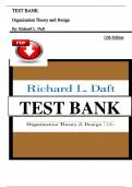 Test Bank for Organization Theory and Design 12th Edition by Richard L&period; Daft&period;