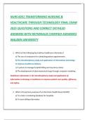 NURS 6051 TRANSFORMING NURSING &  HEALTHCARE THROUGH TECHNOLOGY FINAL EXAM 2025 QUESTIONS AND CORRECT DETAILED  ANSWERS WITH RATIONALES &lpar;VERIFIED ANSWERS&rpar; 